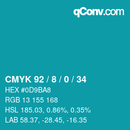 Color code: CMYK 92 / 8 / 0 / 34 | qconv.com