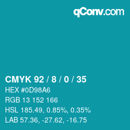 カラーコード: CMYK 92 / 8 / 0 / 35 | qconv.com