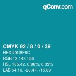 カラーコード: CMYK 92 / 8 / 0 / 39 | qconv.com