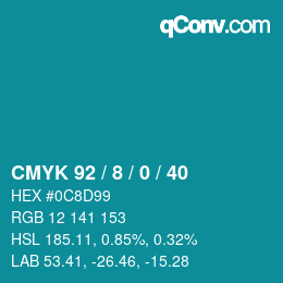 カラーコード: CMYK 92 / 8 / 0 / 40 | qconv.com