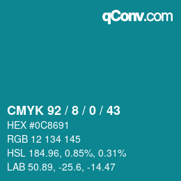 カラーコード: CMYK 92 / 8 / 0 / 43 | qconv.com