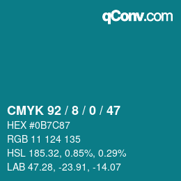 Color code: CMYK 92 / 8 / 0 / 47 | qconv.com
