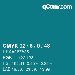 カラーコード: CMYK 92 / 8 / 0 / 48 | qconv.com