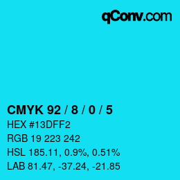 颜色代码: CMYK 92 / 8 / 0 / 5 | qconv.com