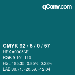 颜色代码: CMYK 92 / 8 / 0 / 57 | qconv.com