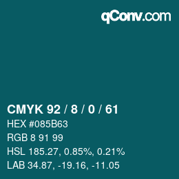 Color code: CMYK 92 / 8 / 0 / 61 | qconv.com