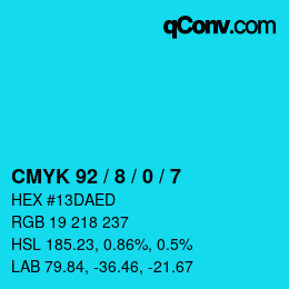 Color code: CMYK 92 / 8 / 0 / 7 | qconv.com