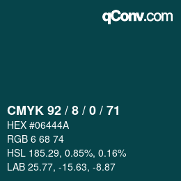 カラーコード: CMYK 92 / 8 / 0 / 71 | qconv.com