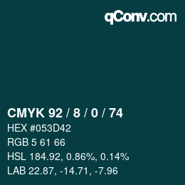 カラーコード: CMYK 92 / 8 / 0 / 74 | qconv.com