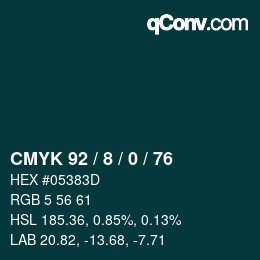 カラーコード: CMYK 92 / 8 / 0 / 76 | qconv.com
