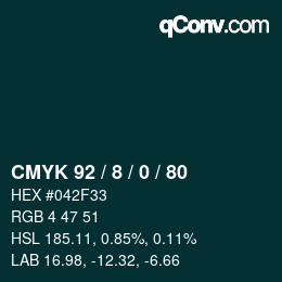 カラーコード: CMYK 92 / 8 / 0 / 80 | qconv.com