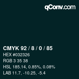カラーコード: CMYK 92 / 8 / 0 / 85 | qconv.com