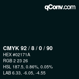 颜色代码: CMYK 92 / 8 / 0 / 90 | qconv.com