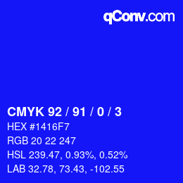 カラーコード: CMYK 92 / 91 / 0 / 3 | qconv.com