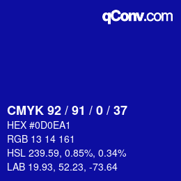 Color code: CMYK 92 / 91 / 0 / 37 | qconv.com