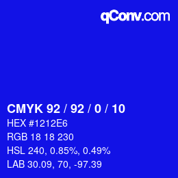 カラーコード: CMYK 92 / 92 / 0 / 10 | qconv.com