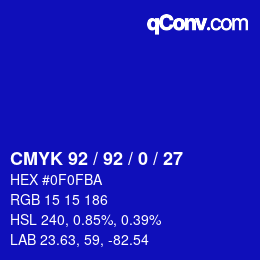 颜色代码: CMYK 92 / 92 / 0 / 27 | qconv.com