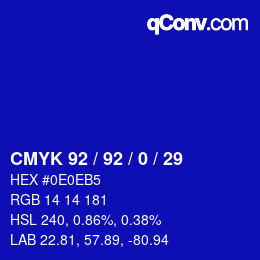 Color code: CMYK 92 / 92 / 0 / 29 | qconv.com