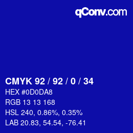カラーコード: CMYK 92 / 92 / 0 / 34 | qconv.com