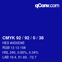 Color code: CMYK 92 / 92 / 0 / 38 | qconv.com