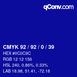 カラーコード: CMYK 92 / 92 / 0 / 39 | qconv.com