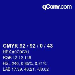 カラーコード: CMYK 92 / 92 / 0 / 43 | qconv.com