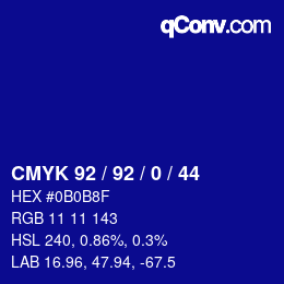 カラーコード: CMYK 92 / 92 / 0 / 44 | qconv.com