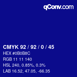Color code: CMYK 92 / 92 / 0 / 45 | qconv.com