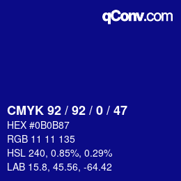 カラーコード: CMYK 92 / 92 / 0 / 47 | qconv.com