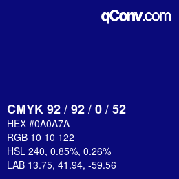 颜色代码: CMYK 92 / 92 / 0 / 52 | qconv.com