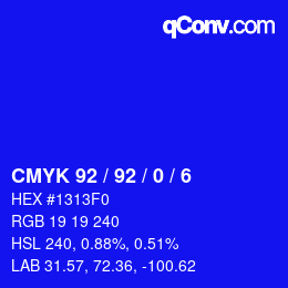 カラーコード: CMYK 92 / 92 / 0 / 6 | qconv.com