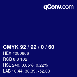 Color code: CMYK 92 / 92 / 0 / 60 | qconv.com