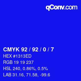 カラーコード: CMYK 92 / 92 / 0 / 7 | qconv.com