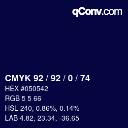 カラーコード: CMYK 92 / 92 / 0 / 74 | qconv.com
