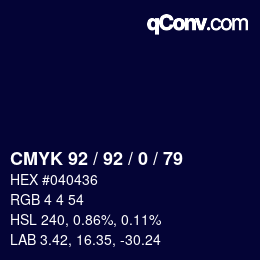 颜色代码: CMYK 92 / 92 / 0 / 79 | qconv.com