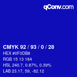 Color code: CMYK 92 / 93 / 0 / 28 | qconv.com