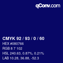 カラーコード: CMYK 92 / 93 / 0 / 60 | qconv.com
