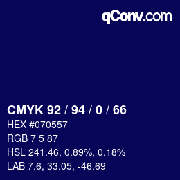 カラーコード: CMYK 92 / 94 / 0 / 66 | qconv.com