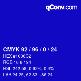 Farbcode: CMYK 92 / 96 / 0 / 24 | qconv.com