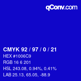 カラーコード: CMYK 92 / 97 / 0 / 21 | qconv.com