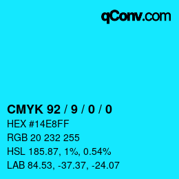 颜色代码: CMYK 92 / 9 / 0 / 0 | qconv.com