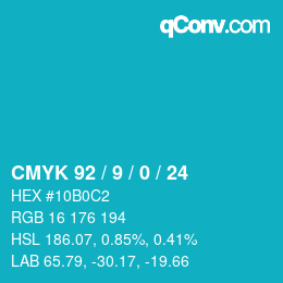 颜色代码: CMYK 92 / 9 / 0 / 24 | qconv.com