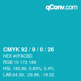 カラーコード: CMYK 92 / 9 / 0 / 26 | qconv.com