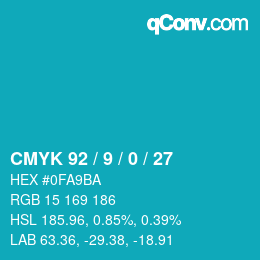 カラーコード: CMYK 92 / 9 / 0 / 27 | qconv.com