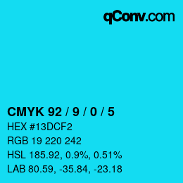 Color code: CMYK 92 / 9 / 0 / 5 | qconv.com