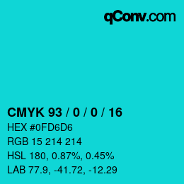 カラーコード: CMYK 93 / 0 / 0 / 16 | qconv.com
