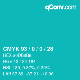 颜色代码: CMYK 93 / 0 / 0 / 28 | qconv.com