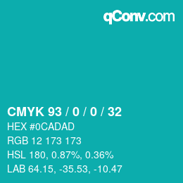 Farbcode: CMYK 93 / 0 / 0 / 32 | qconv.com
