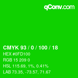 Code couleur: CMYK 93 / 0 / 100 / 18 | qconv.com