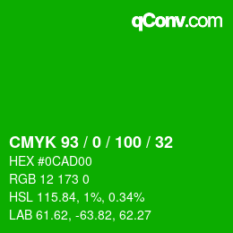 Color code: CMYK 93 / 0 / 100 / 32 | qconv.com